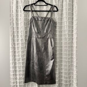 BCBGMaxazria Faux Silver Leather Dress - Size 4 - Brand New w/ Tags